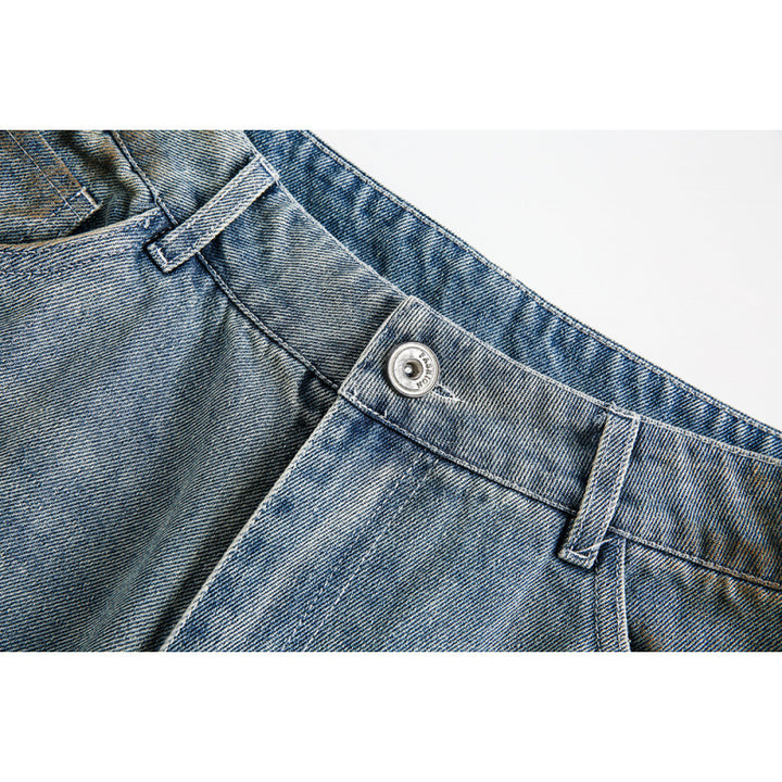 Damen Weite Baggy-Jeans mit hohem Bund, Used-Waschung und Rissdetails Drune