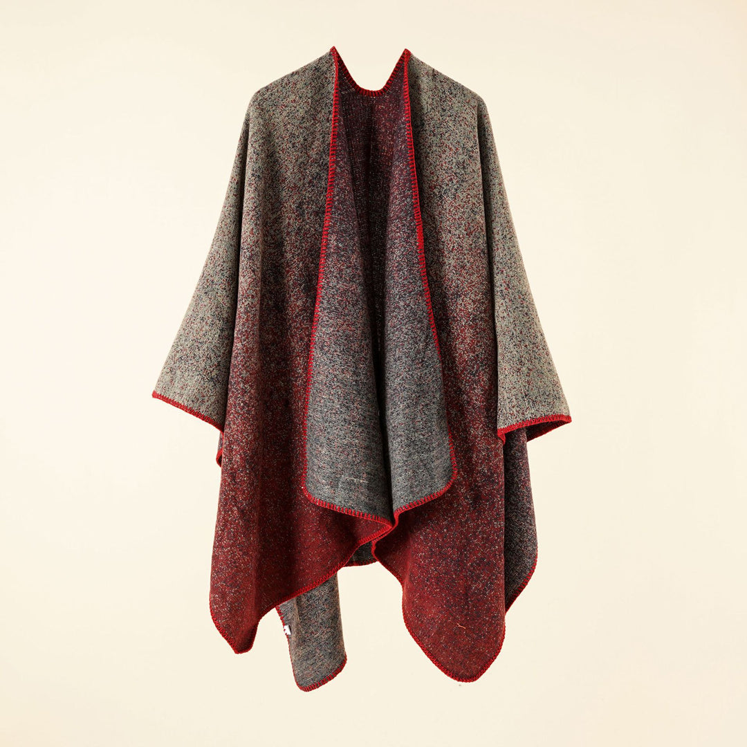 Damen Strickponcho im Paisley-Jacquard mit offener Vorderseite Drune
