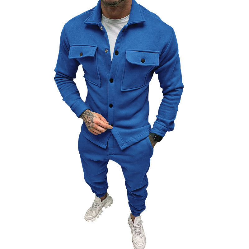 Herren Utility-Overshirt aus French-Terry mit Pattentaschen und Druckknopfverschluss Drune