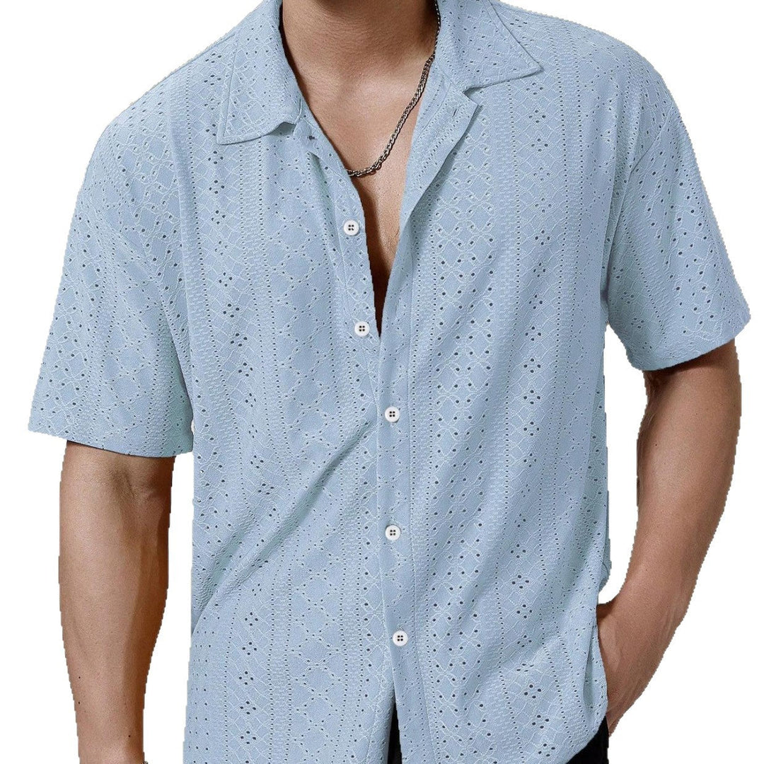 Herren Kurzarmhemd mit strukturiertem Design und atmungsaktivem Material Drune