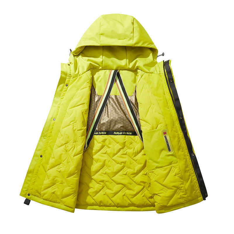 Herren Technischer Utility-Parka mit Kapuze, multifunktionalen Fronttaschen und Thermofutter Drune