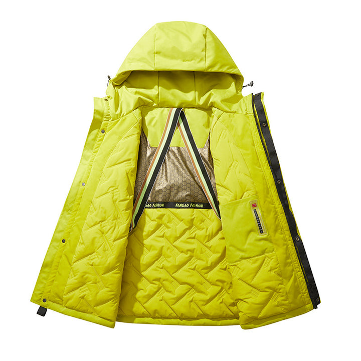 Herren Technischer Utility-Parka mit Kapuze, multifunktionalen Fronttaschen und Thermofutter Drune