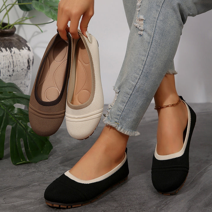 Damen  atmungsaktive Strick‑Ballerina mit ergonomischem Memory‑Fußbett und rutschfester Flexsohle Drune