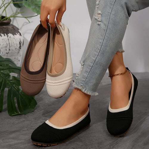 Damen  atmungsaktive Strick‑Ballerina mit ergonomischem Memory‑Fußbett und rutschfester Flexsohle Drune