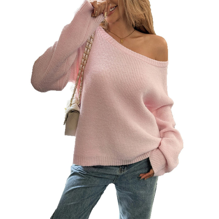 Damen trendiger Pullover mit weitem Ausschnitt und lässigem Schnitt Drune