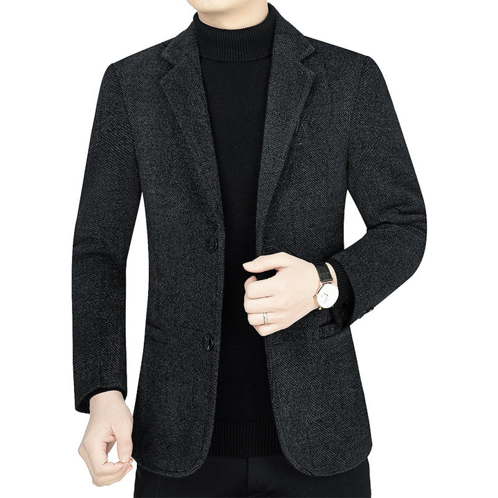 Herren Slim-Fit Sakko aus strukturiertem Wollmix mit leichter Halbfütterung und Zweiknopf-Silhouette Drune
