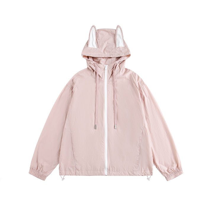 Damen Leichter Kapuzen-Anorak mit Ohrenapplikation und Tunnelzug Drune