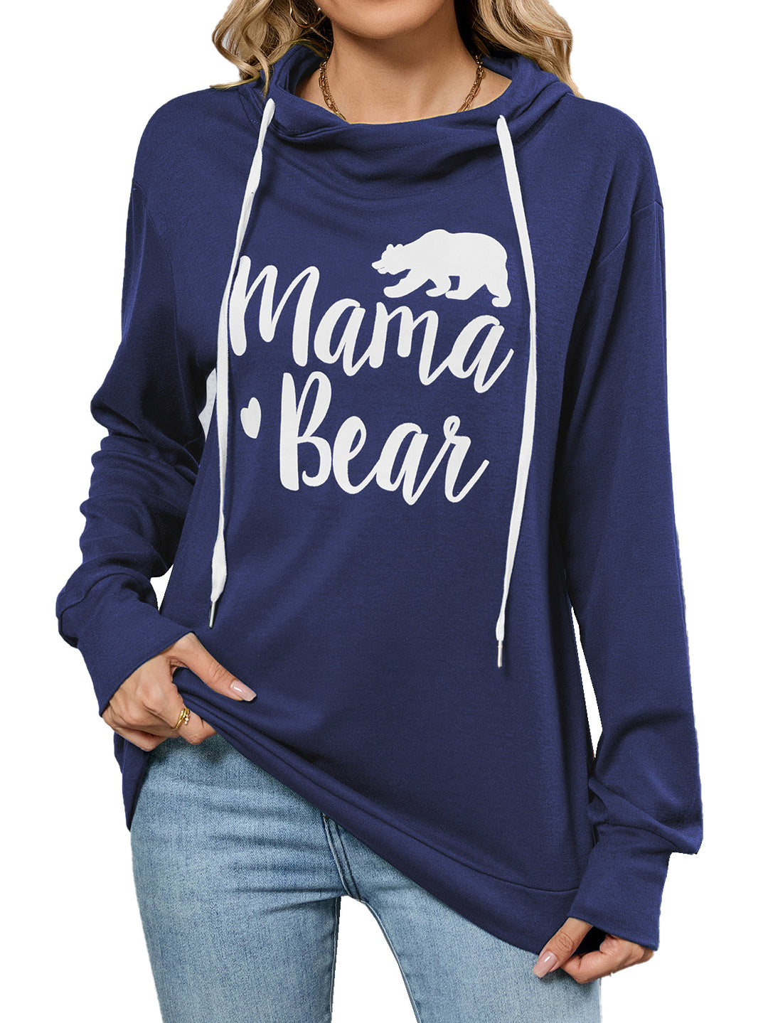 Damen lässiger Kapuzenpullover mit beschriftetem Design Drune
