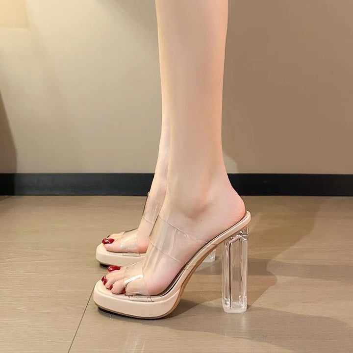 Damen Transparente Absatzsandalen mit klarem Blockabsatz und komfortablem Fußbett Drune