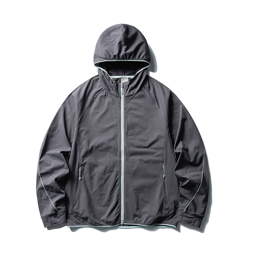 Damen Leichte Ripstop-Outdoor-Kapuzenjacke mit Raglanärmeln und Reißverschlusstaschen Drune