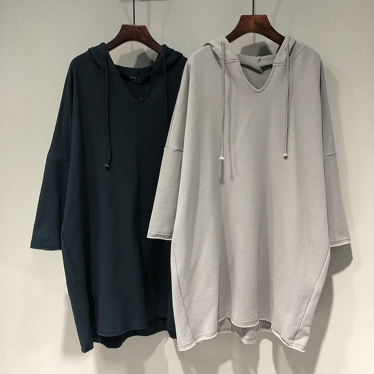 Damen Hoodie-Kleid mit großzügigem Schnitt und Kapuze Drune