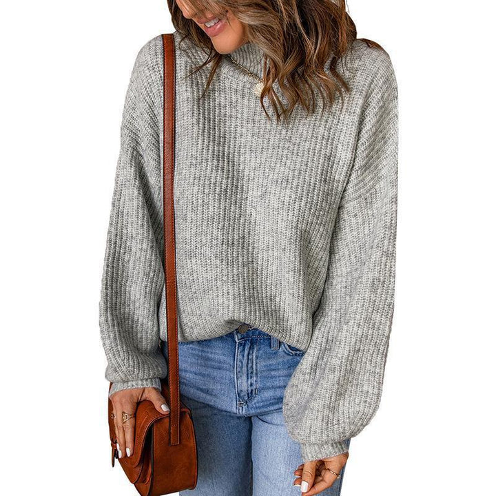 Damen Grobstrickpullover mit lockerer Passform und hohem Kragen Drune