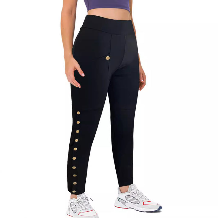 Damen High‑Waist Cargo‑Leggings mit Druckknopf‑Detail und schlankem Bein Drune