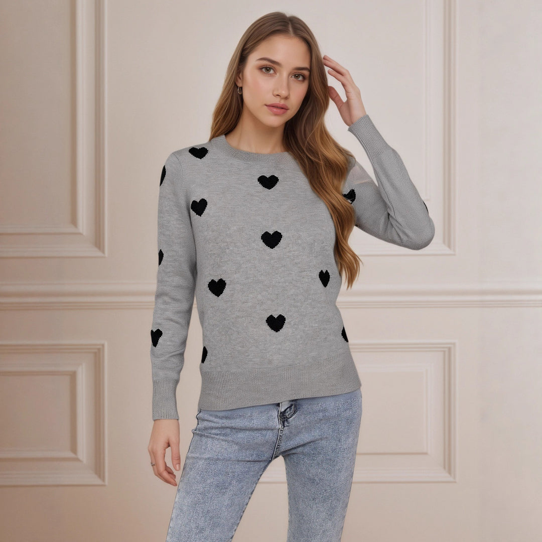 Damen Strickpullover mit Herz-Design und feiner Struktur Drune