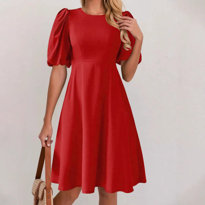 Damen A-Linien Kleid mit voluminösen Puffärmeln Drune
