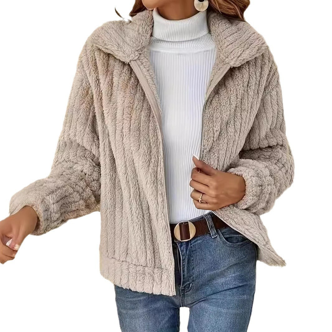 Damen kuschelige Fleecejacke mit modernem Strukturdesign Drune