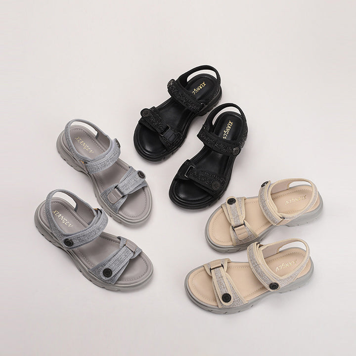 Damen Komfortsandalen mit anpassbarem Klettverschluss und rutschfester Sohle Drune