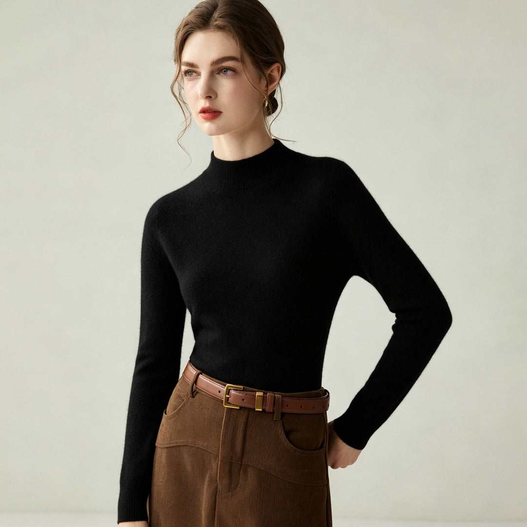 Damen Schmaler Mockneck-Feinstrickpullover mit kaschmirähnlicher Haptik Drune
