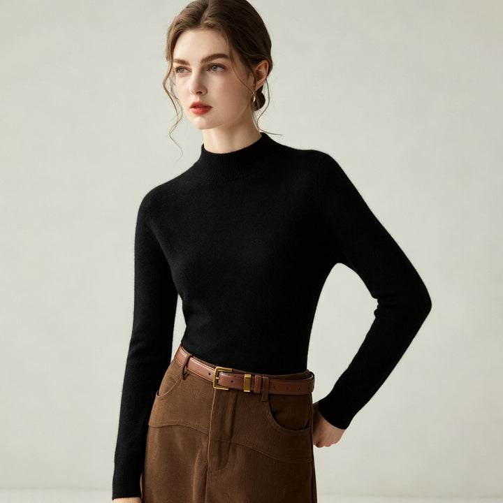 Damen Schmaler Mockneck-Feinstrickpullover mit kaschmirähnlicher Haptik Drune