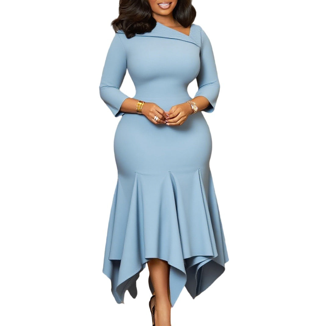 Damen Elegantes und figurbetontes Cocktailkleid mit Flügelärmel Drune