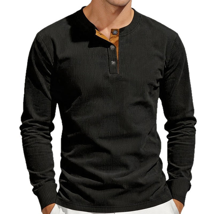 Herren Thermo-Ripp-Langarm-Henleyshirt mit Knopfleiste Drune