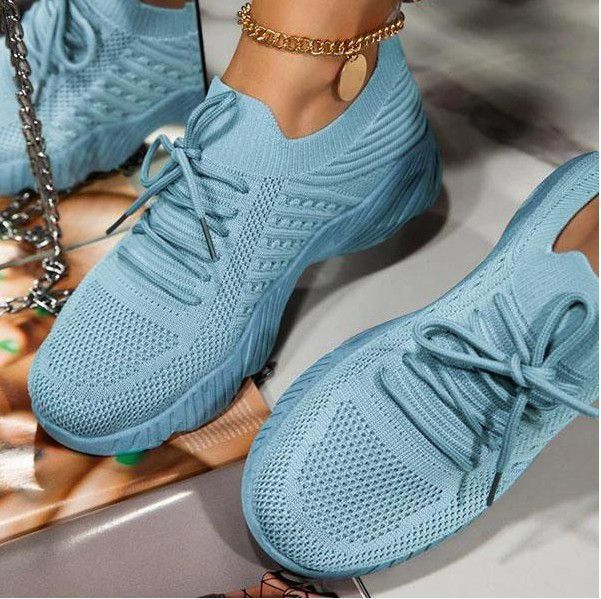 Damen Atmungsaktive Strick-Sneaker mit elastischem Schaft und rutschfester Profilsohle Drune