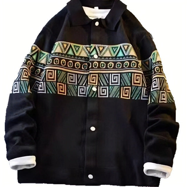 Damen Oversize-Strickjacke mit Jacquard‑Yoke und Druckknopfleiste Drune
