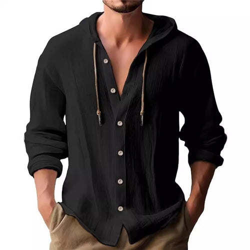 Herren lässige Hemdbluse mit Kapuze Drune