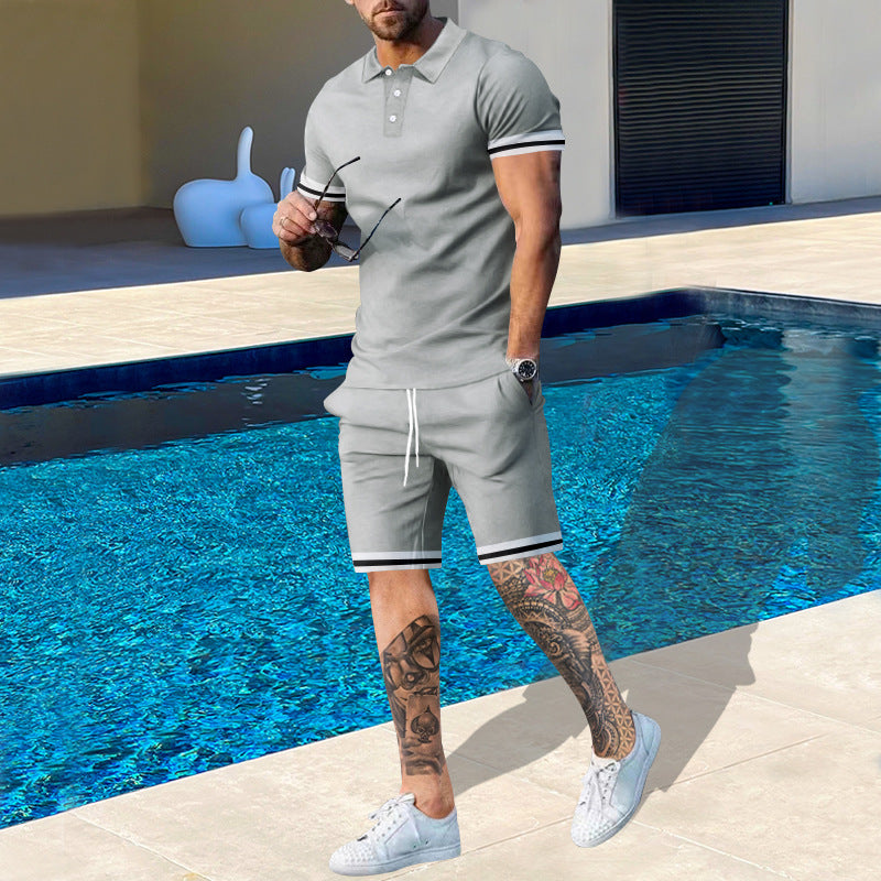 Herren Poloshirt und Shorts-Set mit sportlichen Akzenten Drune