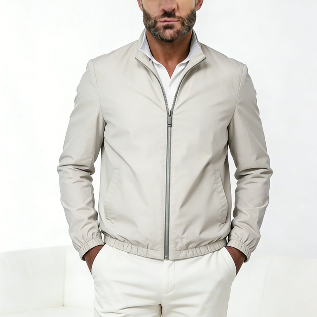 Herren Leichte Zip-Übergangsjacke mit Stehkragen und minimalen Nähten Drune