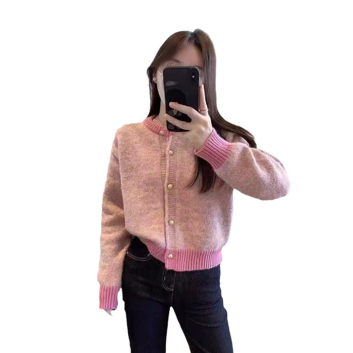 Damen gestrickte Cardigan mit dekorativen Perlenknöpfen Drune