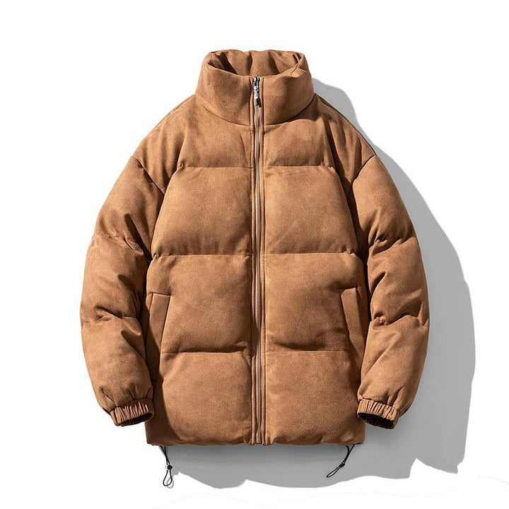 Unisex Wattierte Jacke mit Veloursoberfläche, hohem Stehkragen und verdecktem Reißverschluss Drune