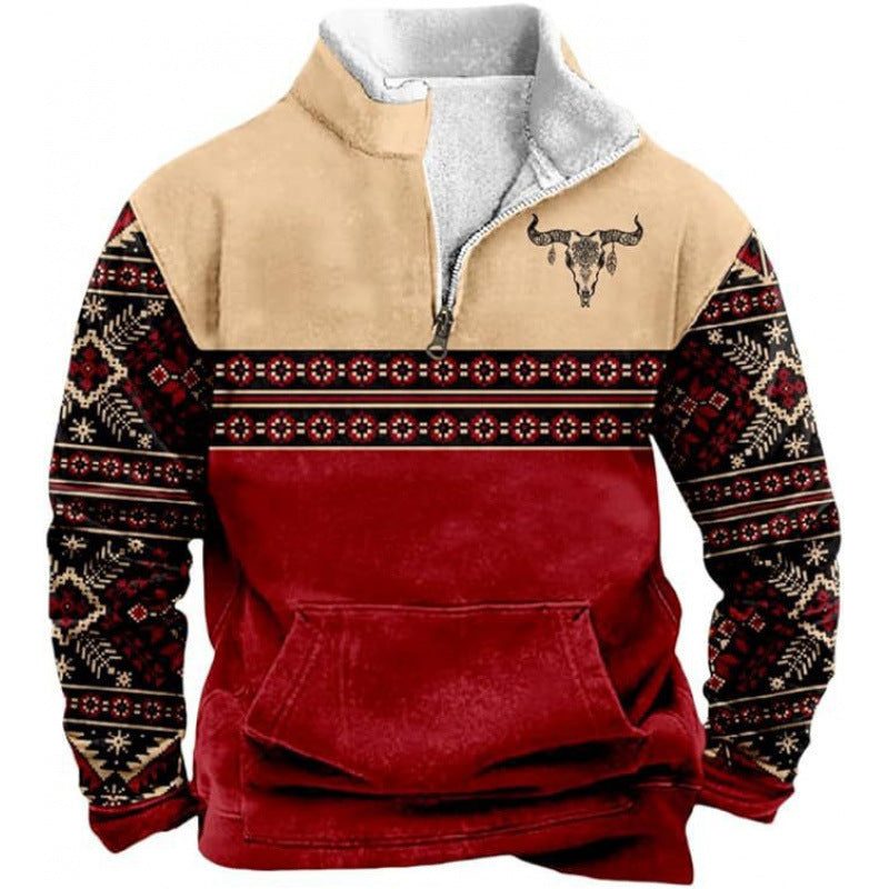 Herren Wärmender Fleece-Pullover mit Stehkragen Drune