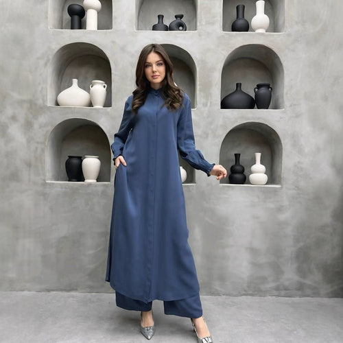 Damen Elegantes Hemdkleid mit verspieltem Saum Drune