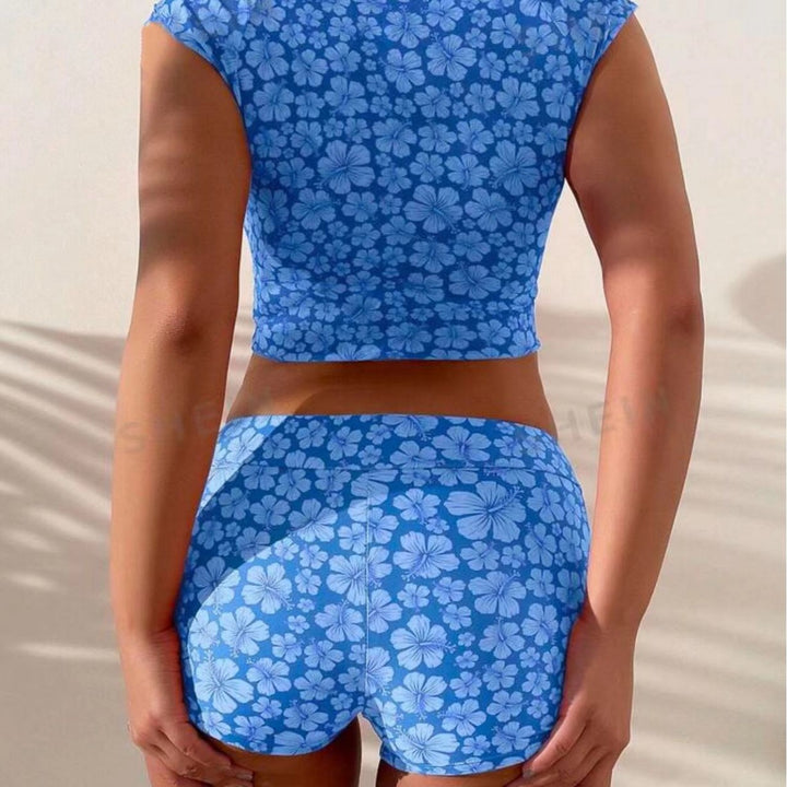 Damen Sportliches Crop-Top und Shorts-Set Drune