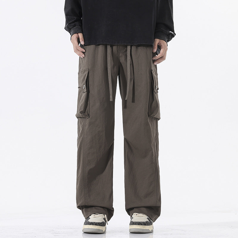 Herren Weite Twill-Cargohose mit Kordelbund und großen Patten-Taschen Drune