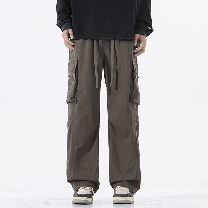 Herren Weite Twill-Cargohose mit Kordelbund und großen Patten-Taschen Drune
