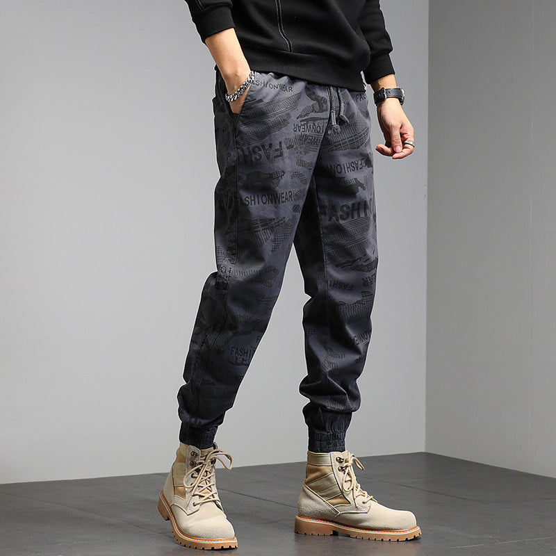 Herren Cargohose im Joggerstil mit Camouflage‑Print, Elastischem Tunnelzugbund und Klappentaschen Drune