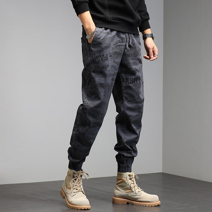 Herren Cargohose im Joggerstil mit Camouflage‑Print, Elastischem Tunnelzugbund und Klappentaschen Drune