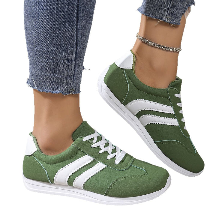 Damen  leichte Retro-Canvas-Sneaker mit gepolsterter Innensohle, flexibler Laufsohle und dezenter Streifen-Optik Drune
