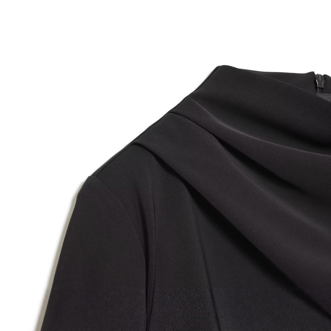 Damen Enganliegendes Minikleid mit drapiertem Stehkragen Drune