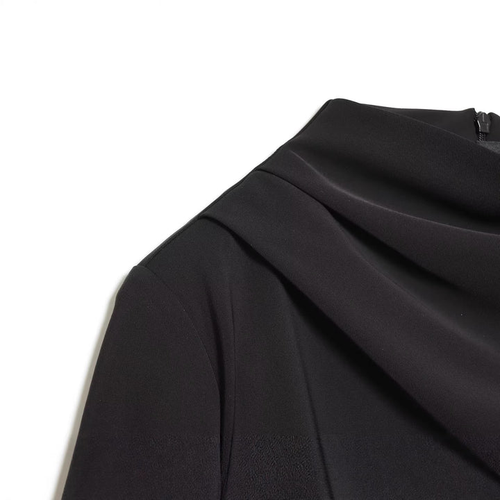 Damen Enganliegendes Minikleid mit drapiertem Stehkragen Drune