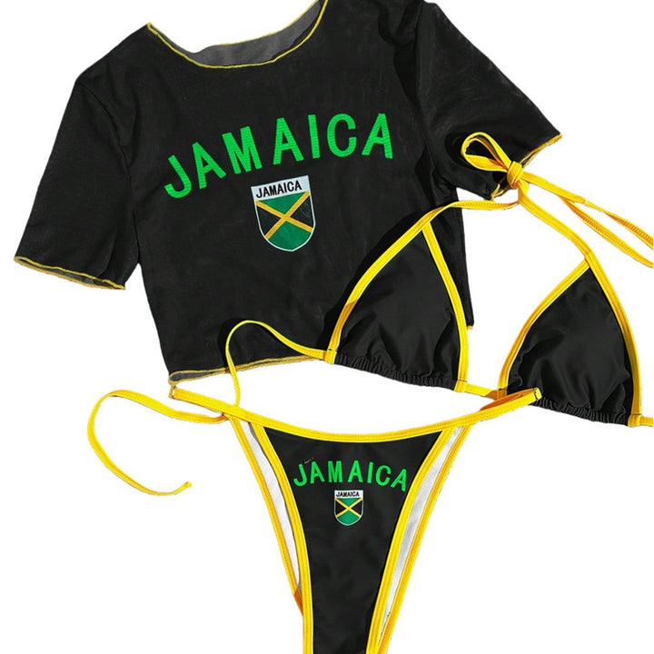 Damen Sportlicher Bikini mit transparentem Oberteil Drune