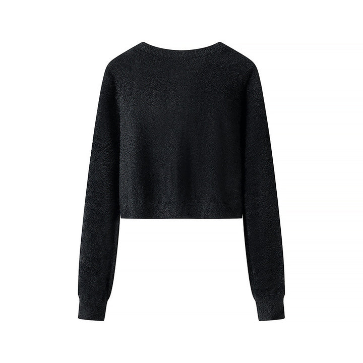 Damen Kurze Strickjacke mit glänzenden Knöpfen Drune
