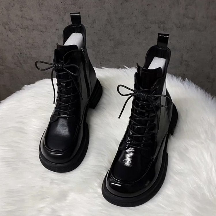 Damen Modische und komfortable Lederstiefeletten Drune