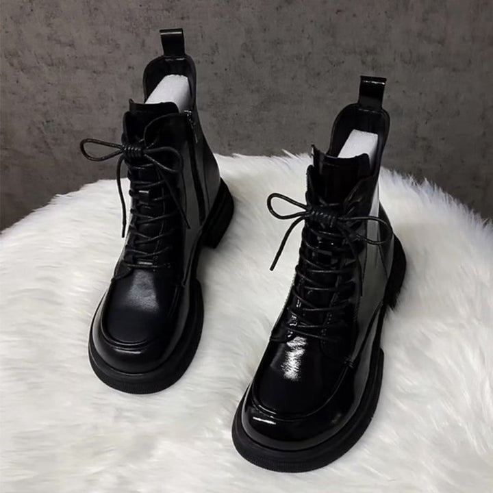 Damen Modische und komfortable Lederstiefeletten Drune