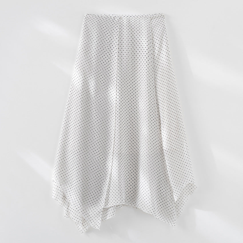 Damen Luftige Polka‑Dot Schlaufenbluse mit Schleifenkragen, Plissée‑Vorderteil und Manschettenärmel Drune