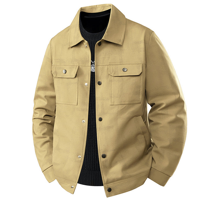 Herren Leichte Overshirt-Jacke mit dezenter Reptilprägung und Druckknopfverschluss Drune