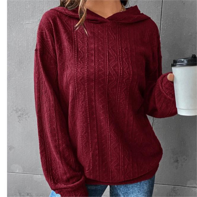 Damen Oversize Kapuzenpullover mit strukturierter Wellenoptik und Kängurutasche Drune