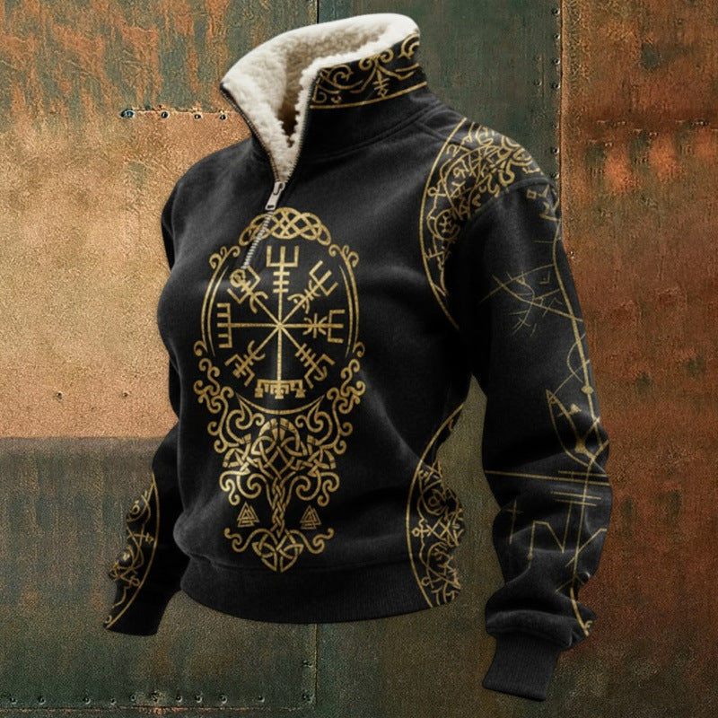 Herren Urbaner Fleece Pullover mit Baum-Motiv Drune